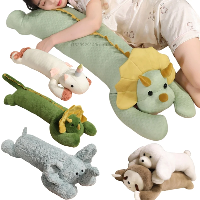 

100cm Cartoon Strip Animal Dinosaur Plush Doll Pillow Winter Summer Unicorn Sloth Cat Dog Elephant Plush Toy Home Decor Warm Hug