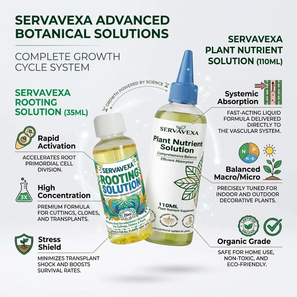 SERVAVEXA Ultimate Plant Success Kit 110ml+35ml Rooting Solution & Liquid Fertilizer for Indoor Garden Growth & Stress Recovery