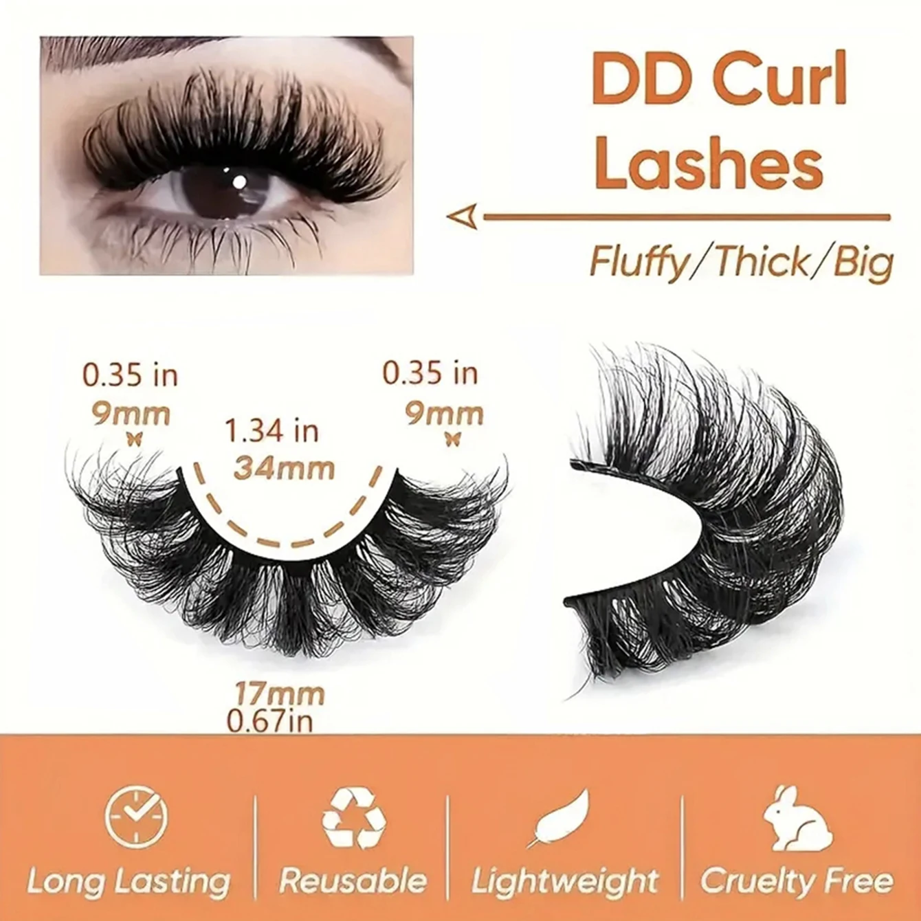 8D curly 17mm fluffy full false eyelashes, 7 pairs, adding color and luster to your beautiful eyes