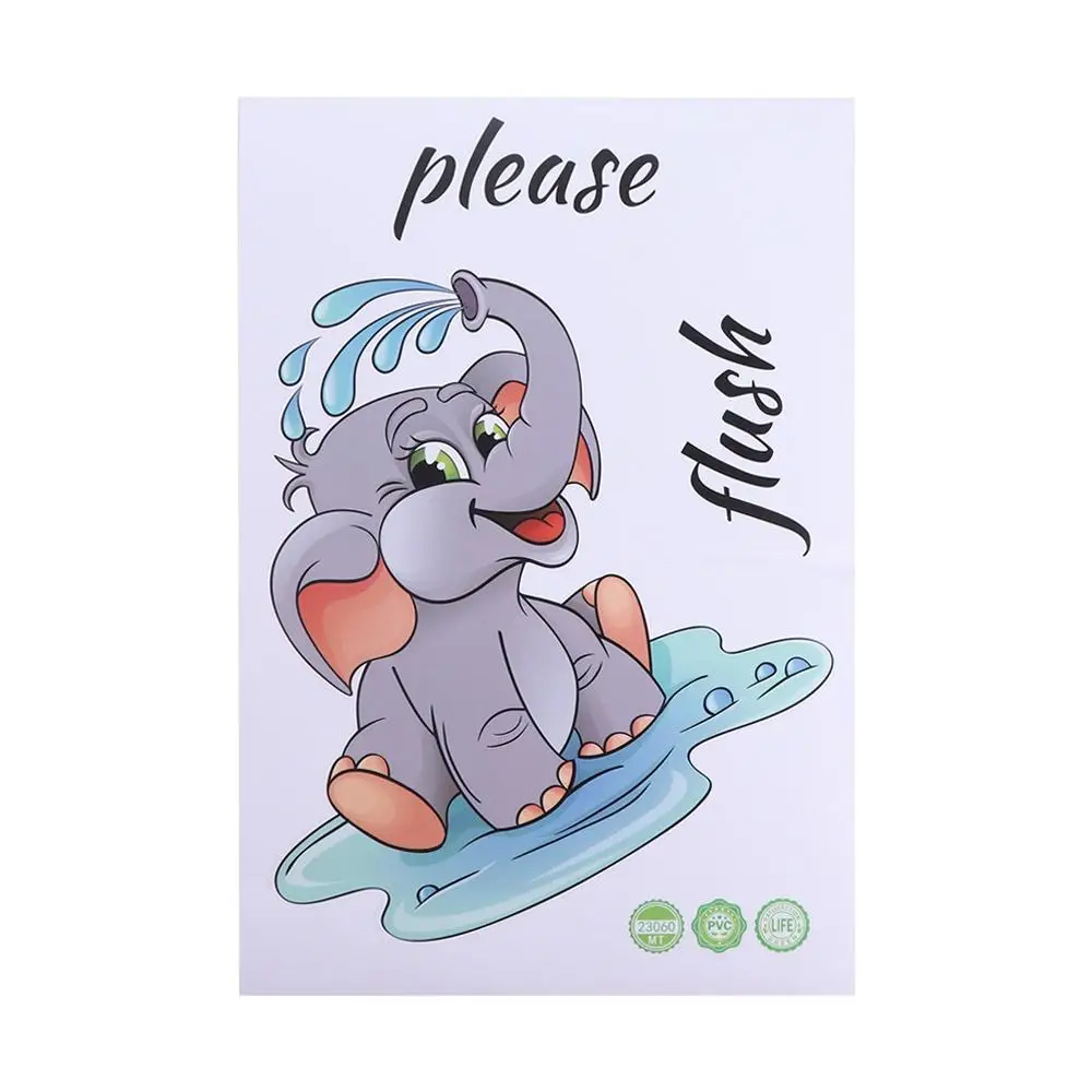 Durable Elephant Elephant Playing Water Stickers Playing Water Self-adhesive Elephant Toilet Decals Waterproof PVC Bathroom