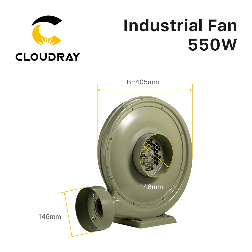 Cloudray 220V 550W Exhaust Fan Air Blower Centrifugal for CO2 Laser Engraving Cutting Machine Medium Pressure Lower Noise