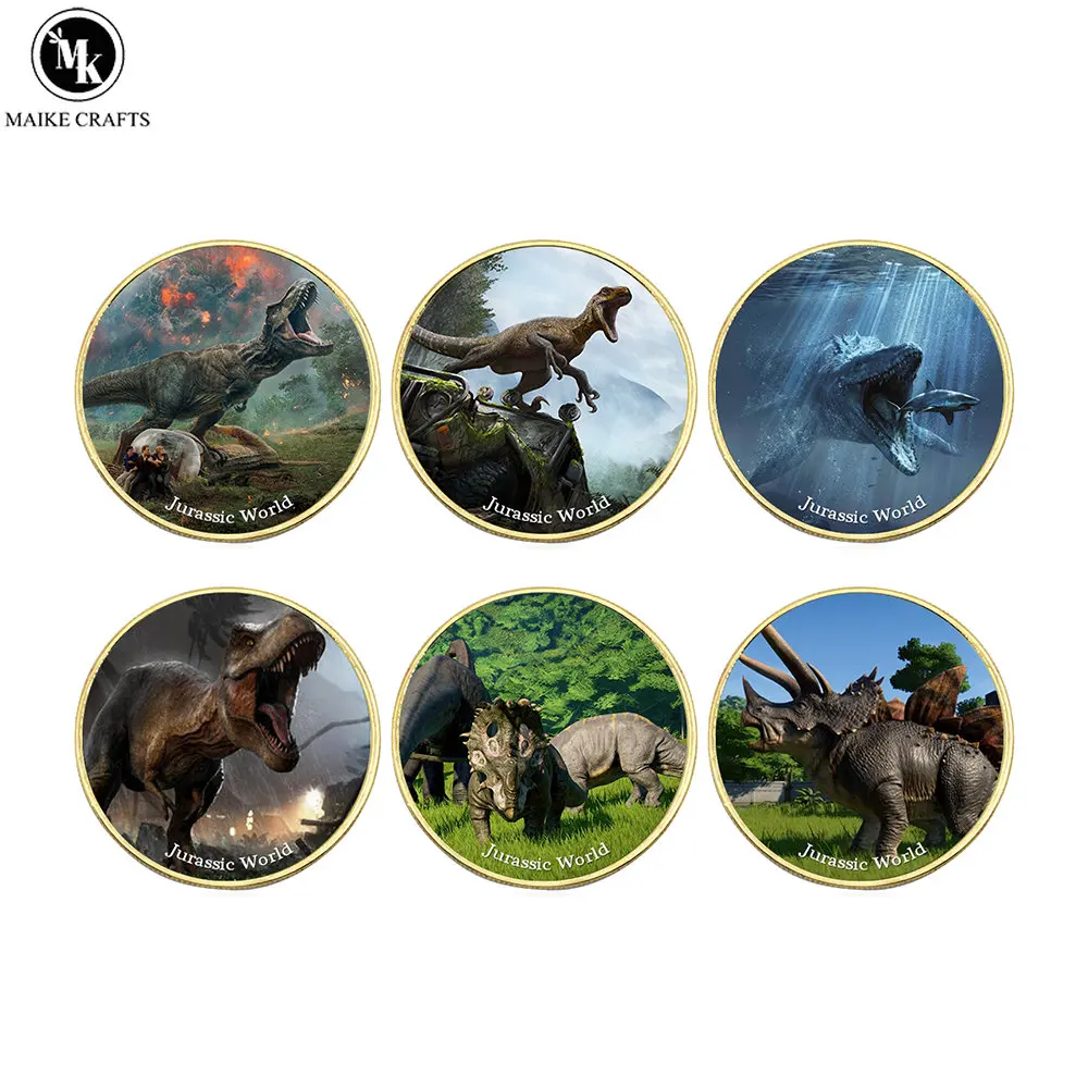 Jurassic World Dinosaur Commemorative Coins American Jurassic Park Home Decor Coins Commemorative Collection Gifts