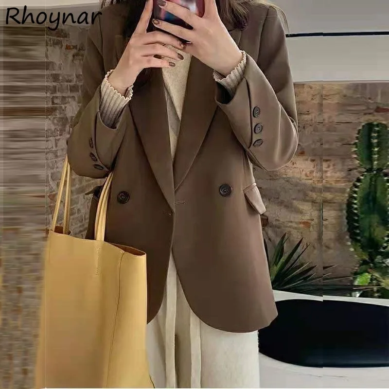 Solid Blazers Women Autumn Office Ladies Elegant Gentle Temperament Korean Style Trendy College Casual All-match High Street Ins