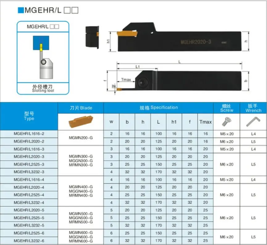 Supporto per MGEHR1616-4 a MGEHR1616-3 MGEHR1616-2 + 10 pezzi MGMN300 inserti per scanalatura inserto per tornitura CNC