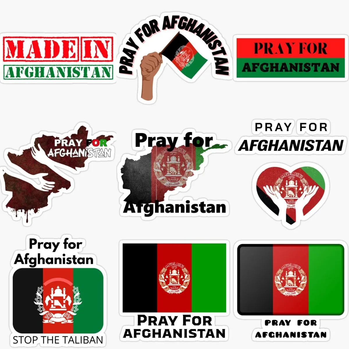 Creative Pray for Afghanistan Flag Map PVC Accessories Sticker for Decorate Wall Car Motorcycle Off-road Helmet Bumper Decal