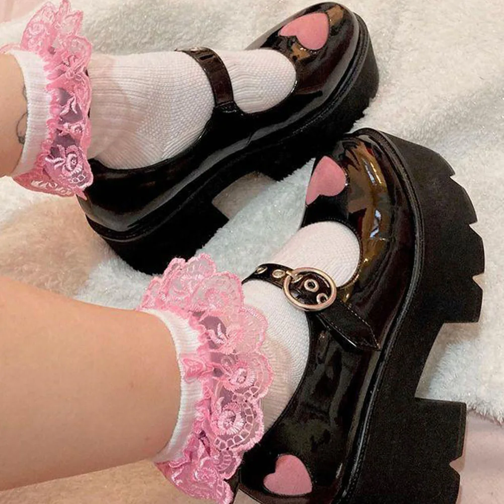 Heart Design Buckle Decor Platform Mary Janes Pumps 2022 Spring Dropship Platform Sweet Comfy Woman Shoes Pumps