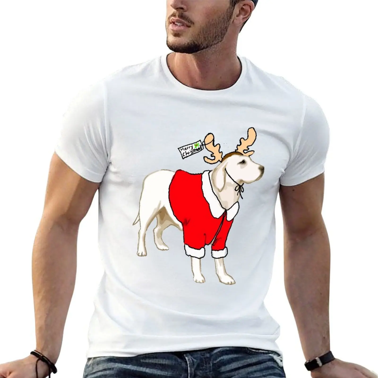 

Yellow Lab Christmas T-Shirt mens graphic t shirts t shirt man casual T-Shirt