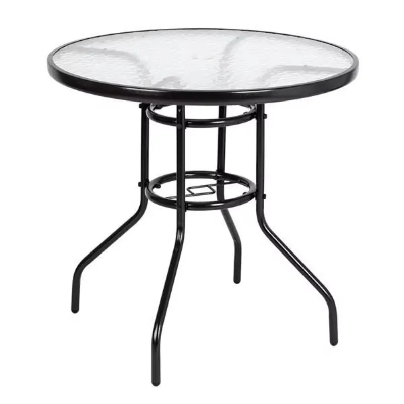 Outdoor dining round glass table Tempered glass for patio garden