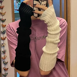 New Long Fingerless Gloves Womens Winter Warmer Knitted Arm Sleeve Fine Casual Soft Girl Goth Clothes Women Punk Gothic Gloves