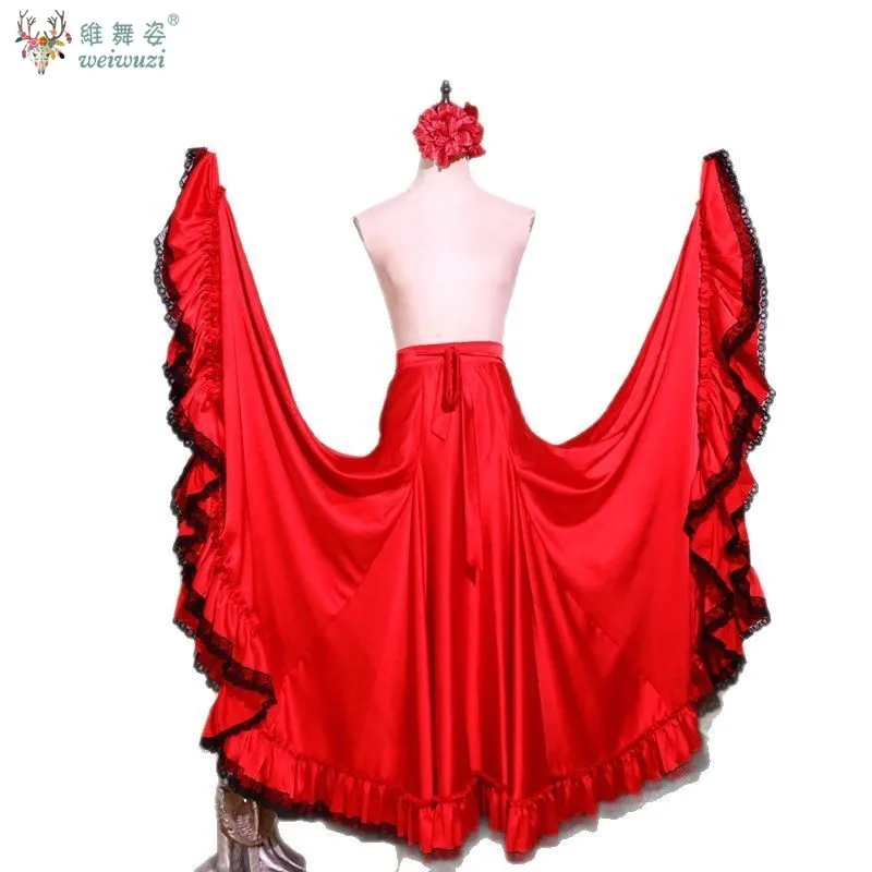 Danza spagnola stile flamenco vestito da prestazione simulazione seta neve spessa 720 gradi corrida altalena gonna performance del ventre