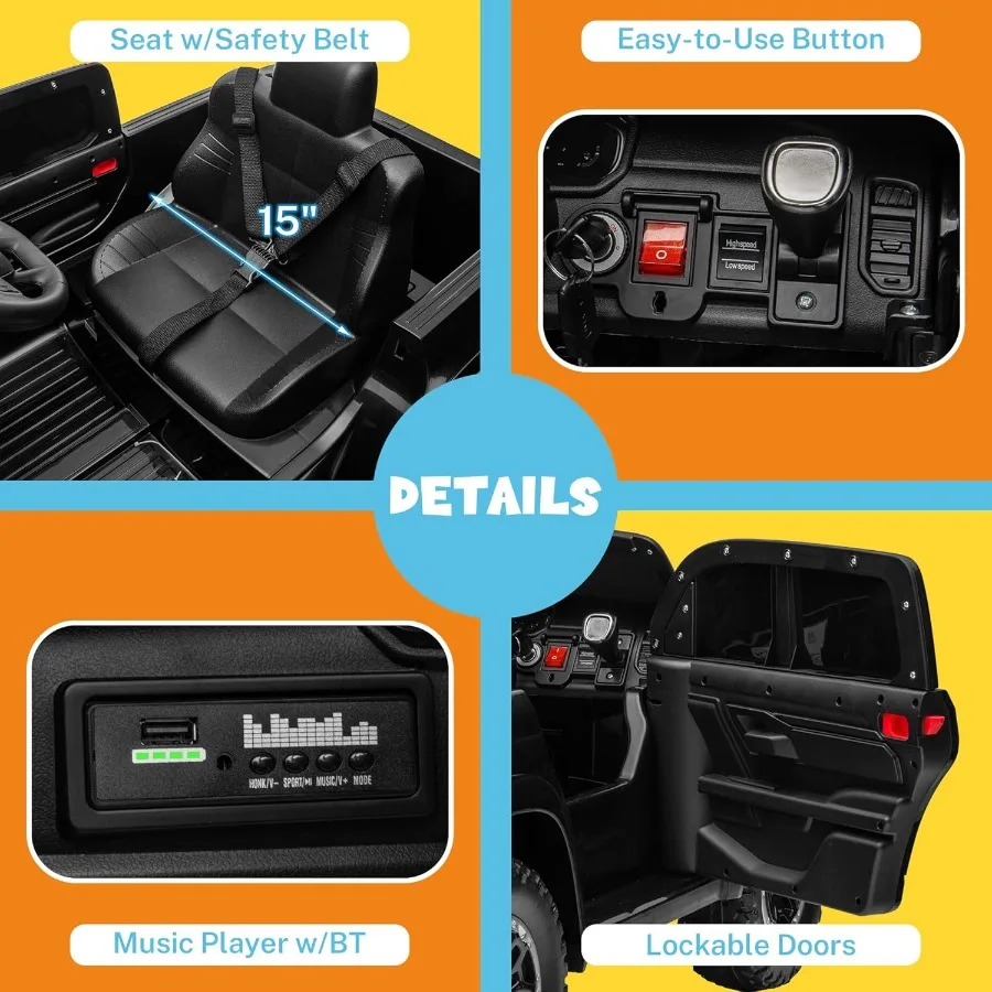 12V Licensed Ride On Car for Kids, Electric Car for Toddlers w/Parent Remote Control, Power Motor & Durable Wheels, Soft Start,