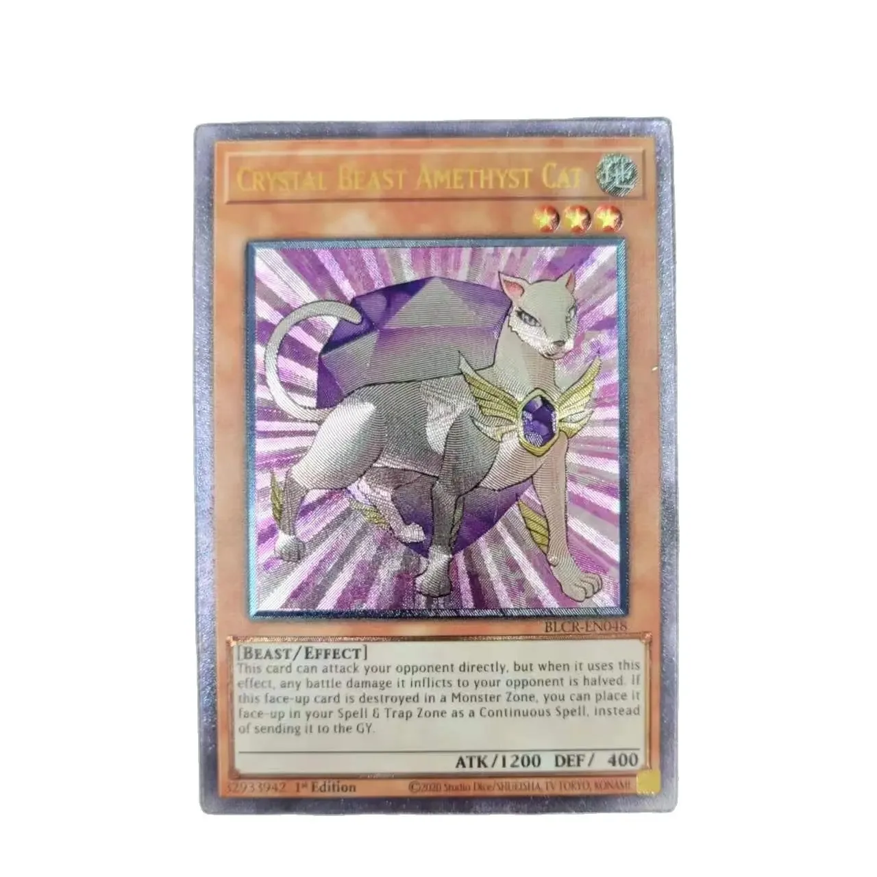 Yu-gi-oh-Cartas coleccionables de Cristal Beast Amethyst Cat para niños, juguetes no originales, BLCR-EN048, UTR