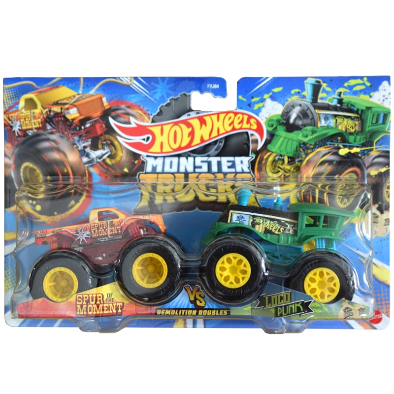 Hot Wheels Monster Trucks 1:64 Scale Demolition Doubles Diecast Car 2-Pack Donkey Kong Vs Bowser Boys Car Toys Gifts FYJ44