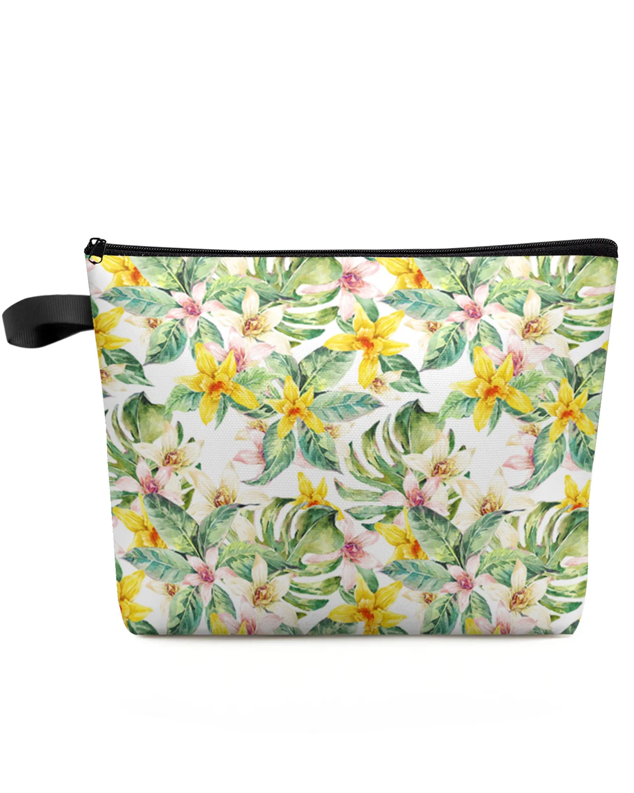 Tropical Plant Plumeria Summer Large Capacity Travel Cosmetic Bag Portable Makeup Storage Pouch Women Waterproof Pencil Case