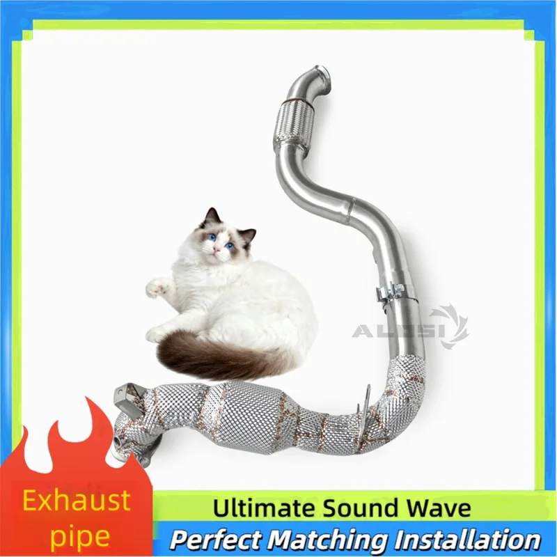 High Flow Downpipe Exhaust for Mercedes Benz B180 B2001.6T W246 2012-2015 Stainless Steel Insulated 200-core Catalytic Converter