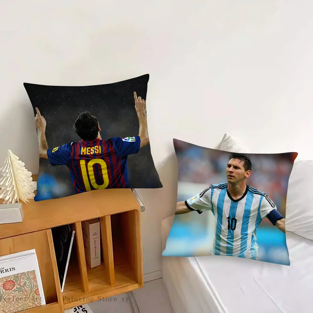 New Football L-LionelS M-MessiS Pillow Case Fashion Square Pillowcase Bedroom Sofa Room Ins Decoration Leisure Cushion Cover