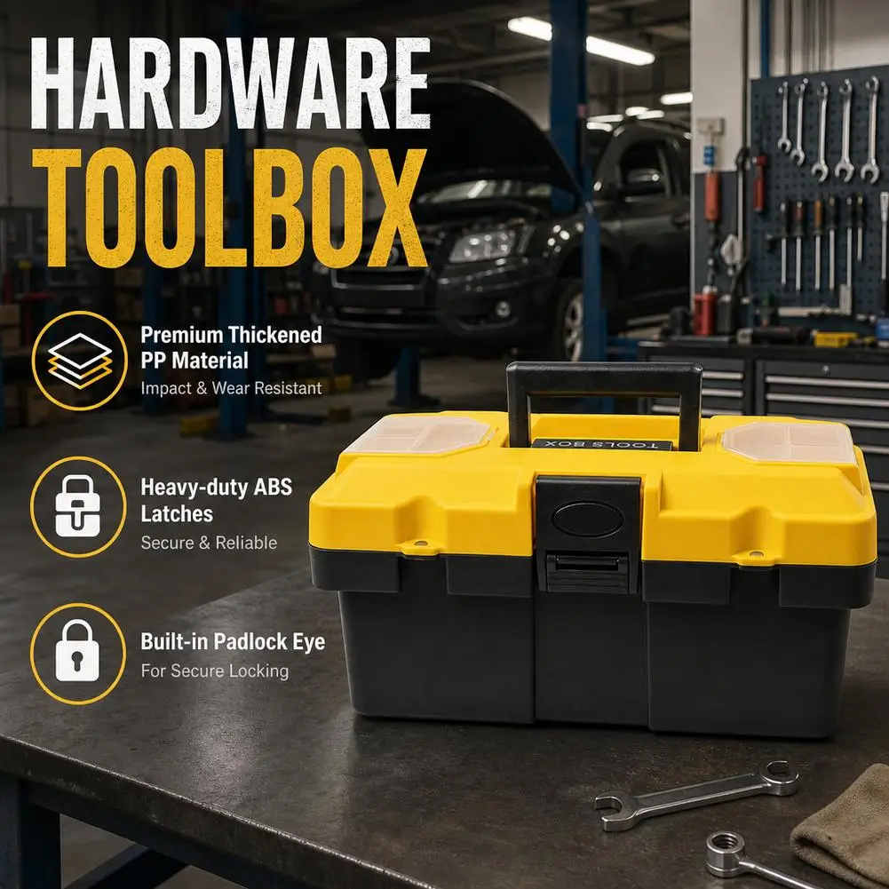 Heavy‑Duty Hardware Tools Box, Plastic Thick Combination Suitcase Electrician Carpenter Electric Drill Storage Box