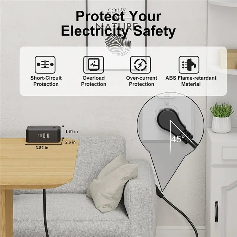 New-Desk Clamp On Power Strips 4 AC Outlets 2 USB A 2 USB C Port 20W Fast Chargers For Electronic Products, Tablets US Plug