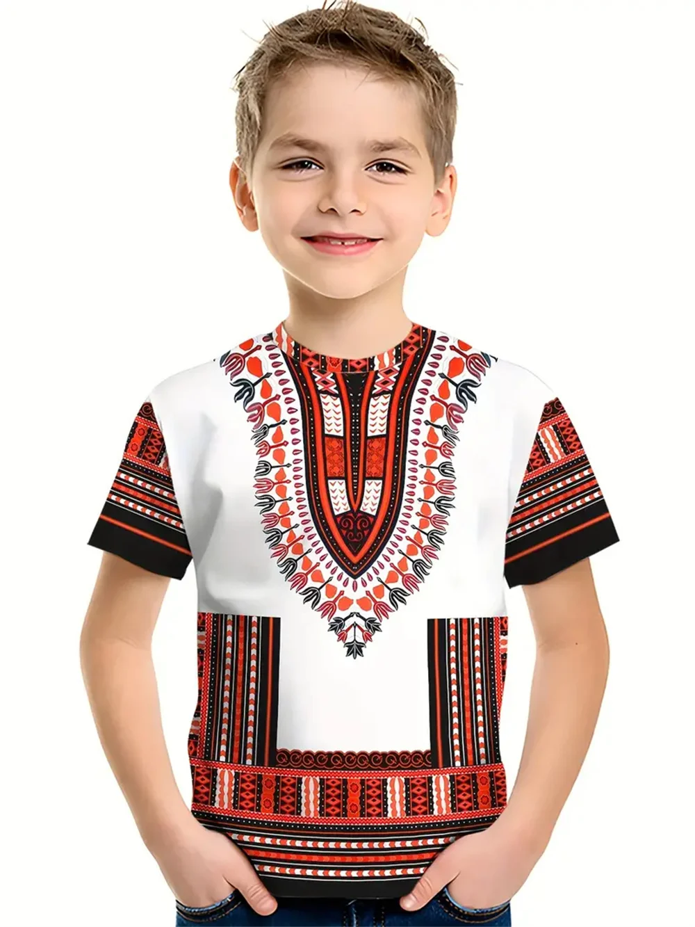 

Retro Ethnic Style 3d Print Tee Shirt Kids Boys Clothes Short Sleeve Casual Children's Clothing Fashion T Shirt For Boys