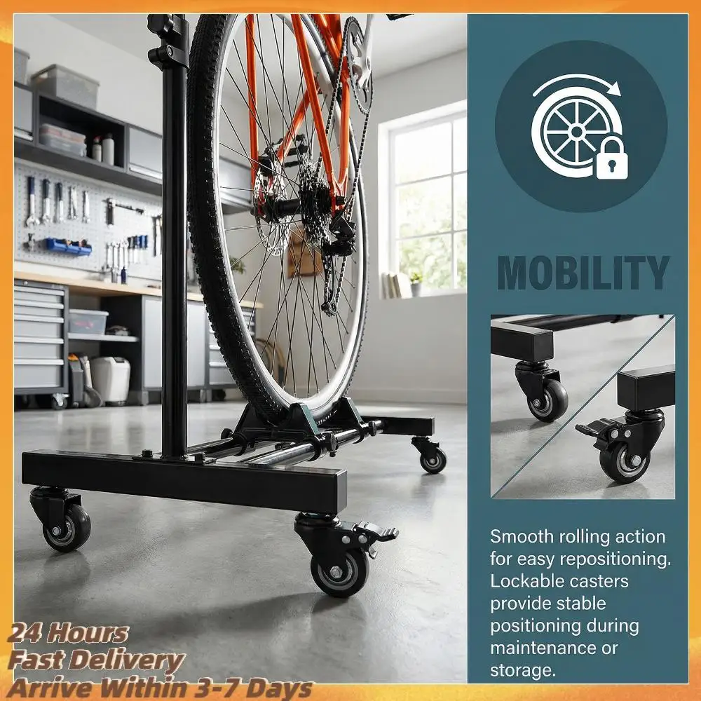 

Портативная подставка для велосипедов на колесиках, вертикальная стойка для велосипедов с регулируемой высотой, напольная подставка для нескольких велосипедов разного размера