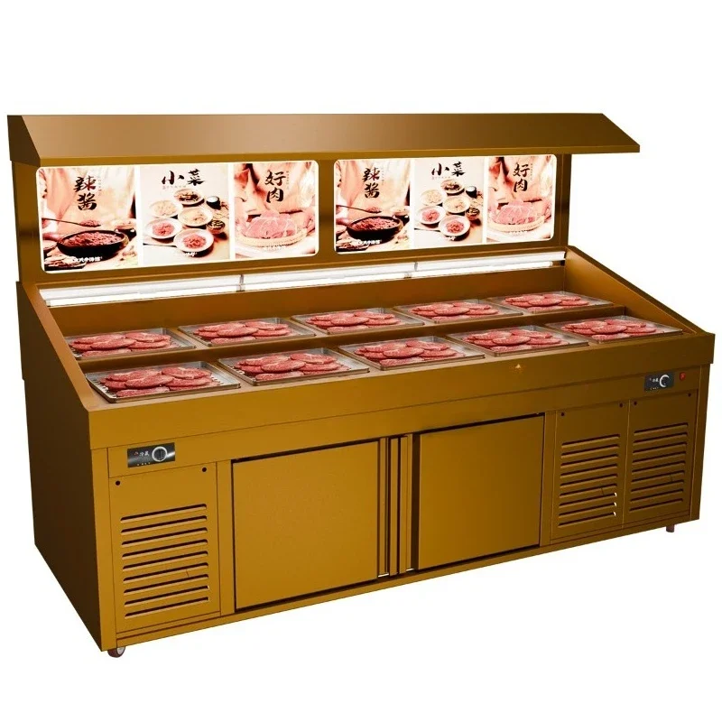 Korean self-service barbecue refrigerated display cabinet buffet ice table display stand catering fresh-keeping vegetable