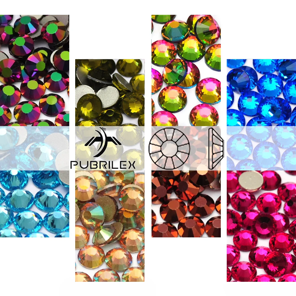 PUBRILEX Non Hotfix DIY Accessories Glass Rhinestones Colorful AB Flatback Jewelry Making Decorations Crystals For Clothing