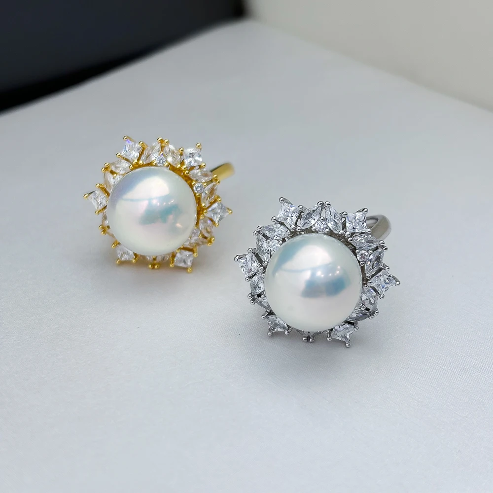 قائمة جديدة 925 فضة زهرة خاتم اللؤلؤ جولة فارغة دعم الحساسية هل DIY بها بنفسك أجزاء إكسسوارات المجوهرات هيبوالرجينيك