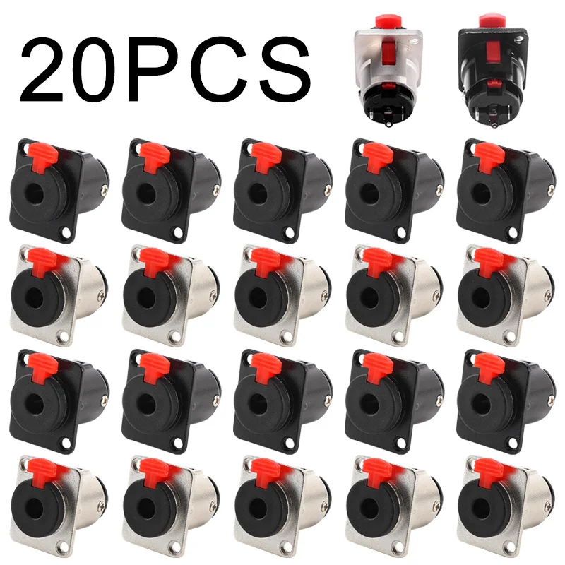5/20PCS Professional Speaker Plug Audio Jack 6.35mm Female Socket Panel Mount Xlr Connector Black&silvercolors Banana Plugs Rca