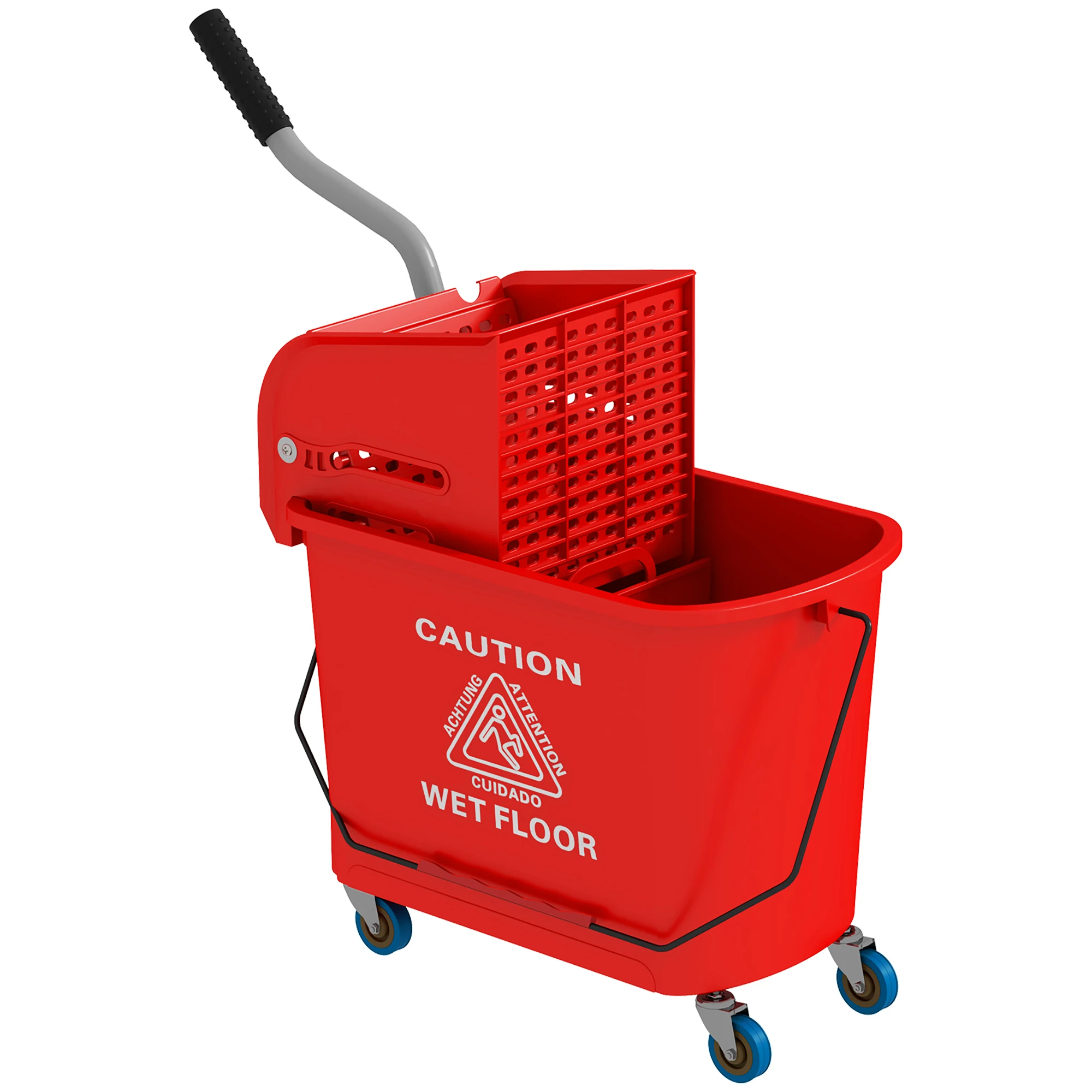 Homcom Mop-emmer met wielen en persmolen, 20 liter inhoud