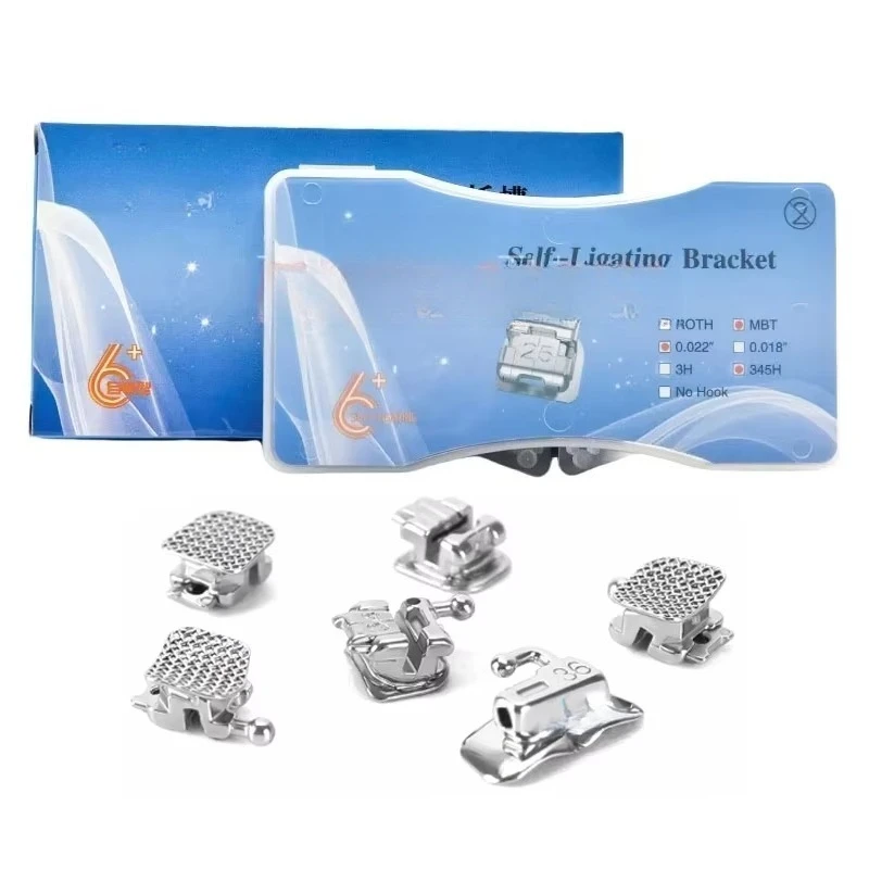 Dental KND Ultra-thin Metal Self-Ligating Brackets Orthodontic SelfLigating Braces MBT/ROTH 22 345Hooks with Buccal Tubes