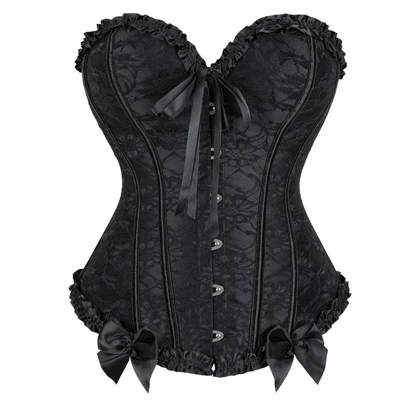 Corset Top Bustier Sexy Women Plus Size Overbust Corselet Blouse Lace-up Floral Gothic Brocade Vintage Fashion Medieval