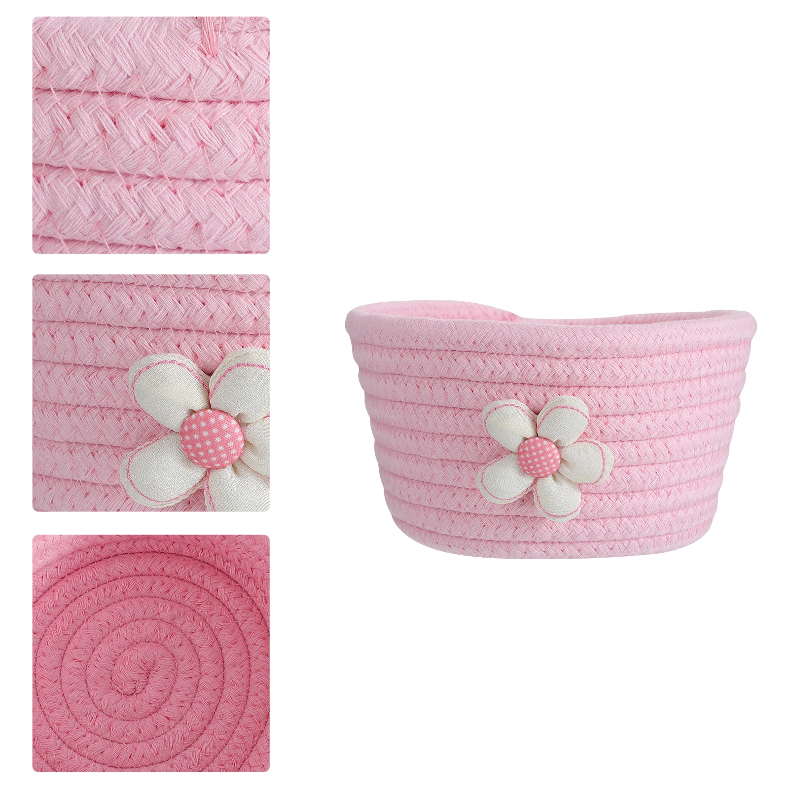 

Cotton Storage Desktop ganizer Woven Container Baskets Home Tidy Multi function Portable Pretty Storage Basket Compact