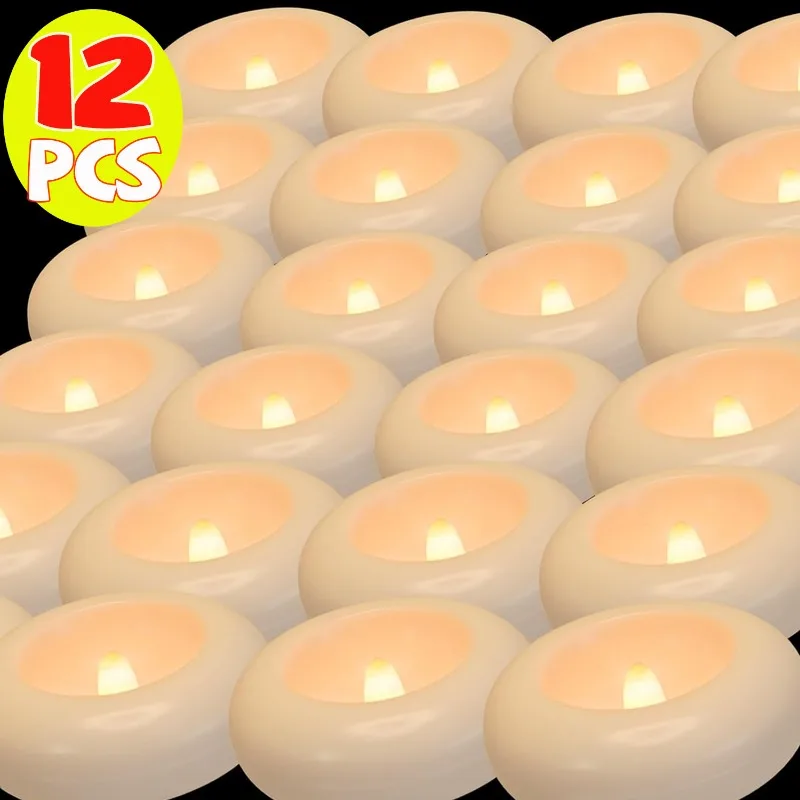 

1/12Pcs LED Floating Sensor Candles with Batteries Pool Bathtub Flameless Candle Tealights Wedding Party DIY Decorative Supplies