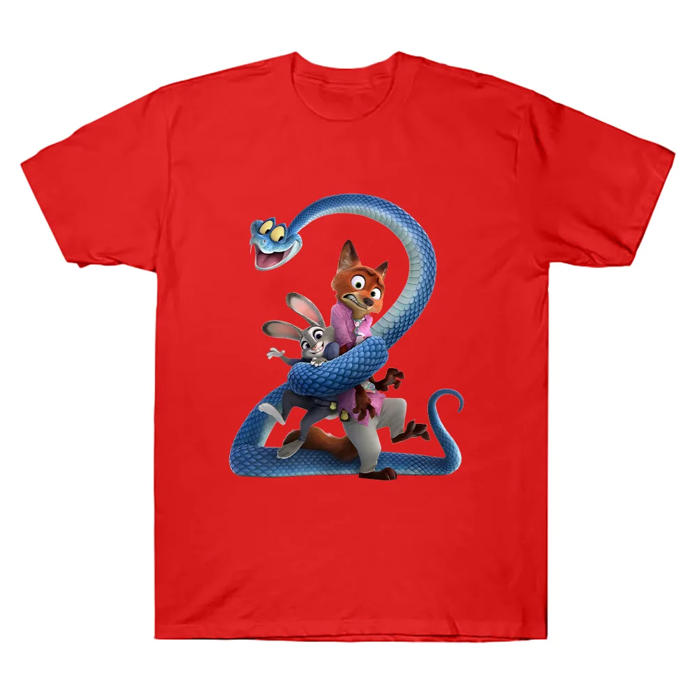 Zootopia 2 الحيوان تي شيرت نيك وايلد وجودي هوبس عطلة الأسرة المحملة للرجال النساء ملابس علوية من القطن الخالص الجولة الرقبة ملابس مريحة