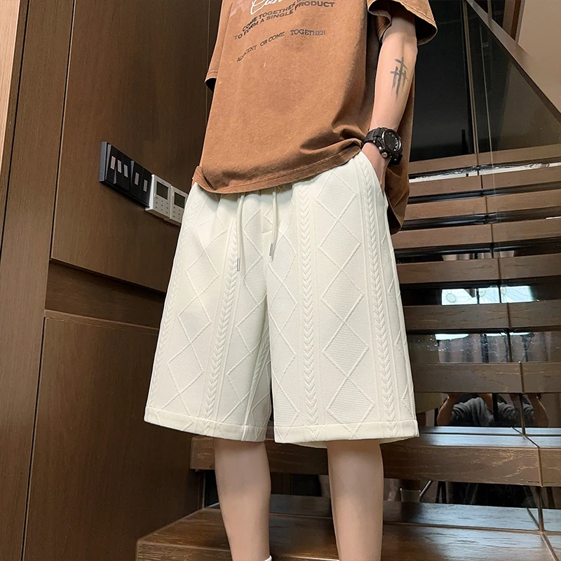 

Fashion Men's Knitted Shorts | Argyle & Cable Knit Pattern | Drawstring Elastic Waist | Loose Fit | Perfect For Urban Casual