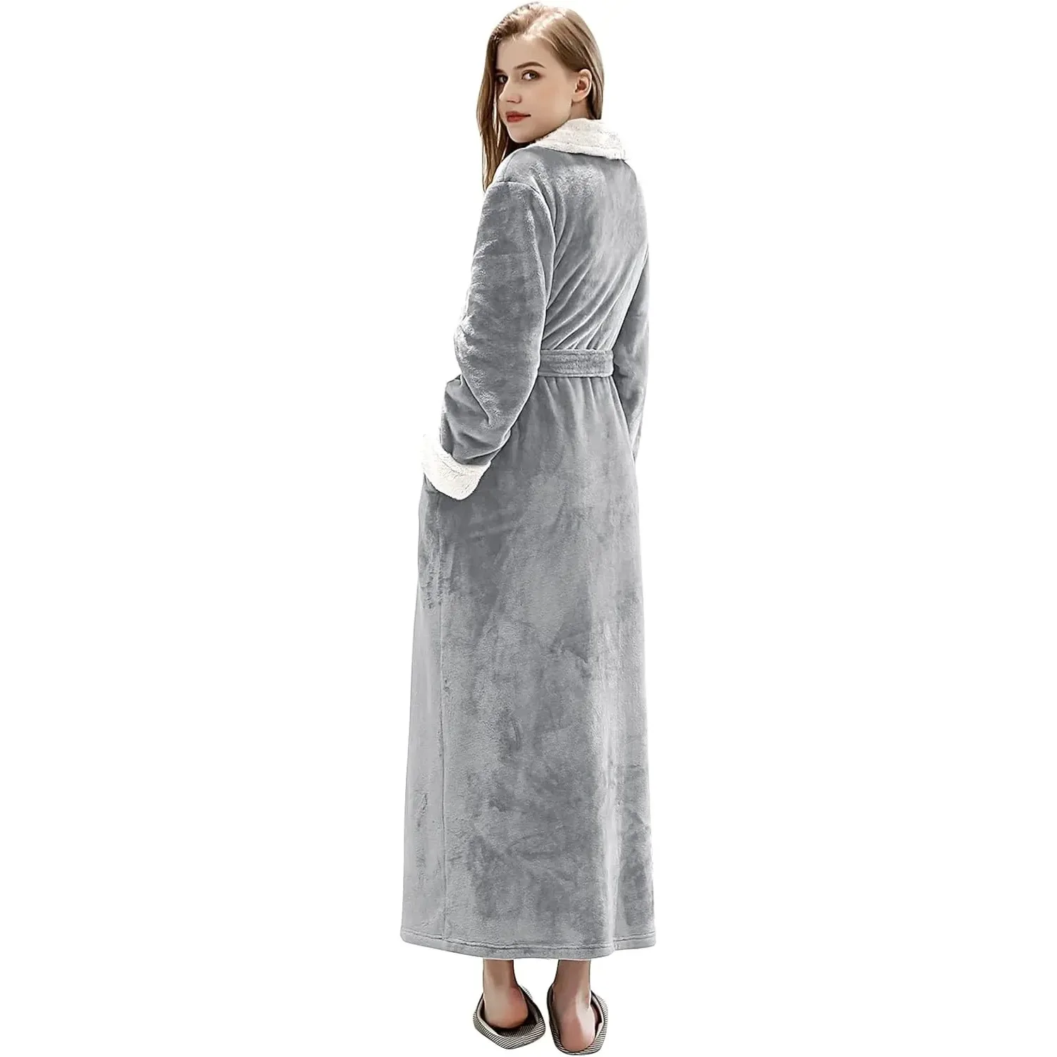 New Winter thickened Robe Pajamas Multi-Coloured Flannel Bathrobe Absorbent and Warm Soft and Comfortable night gown