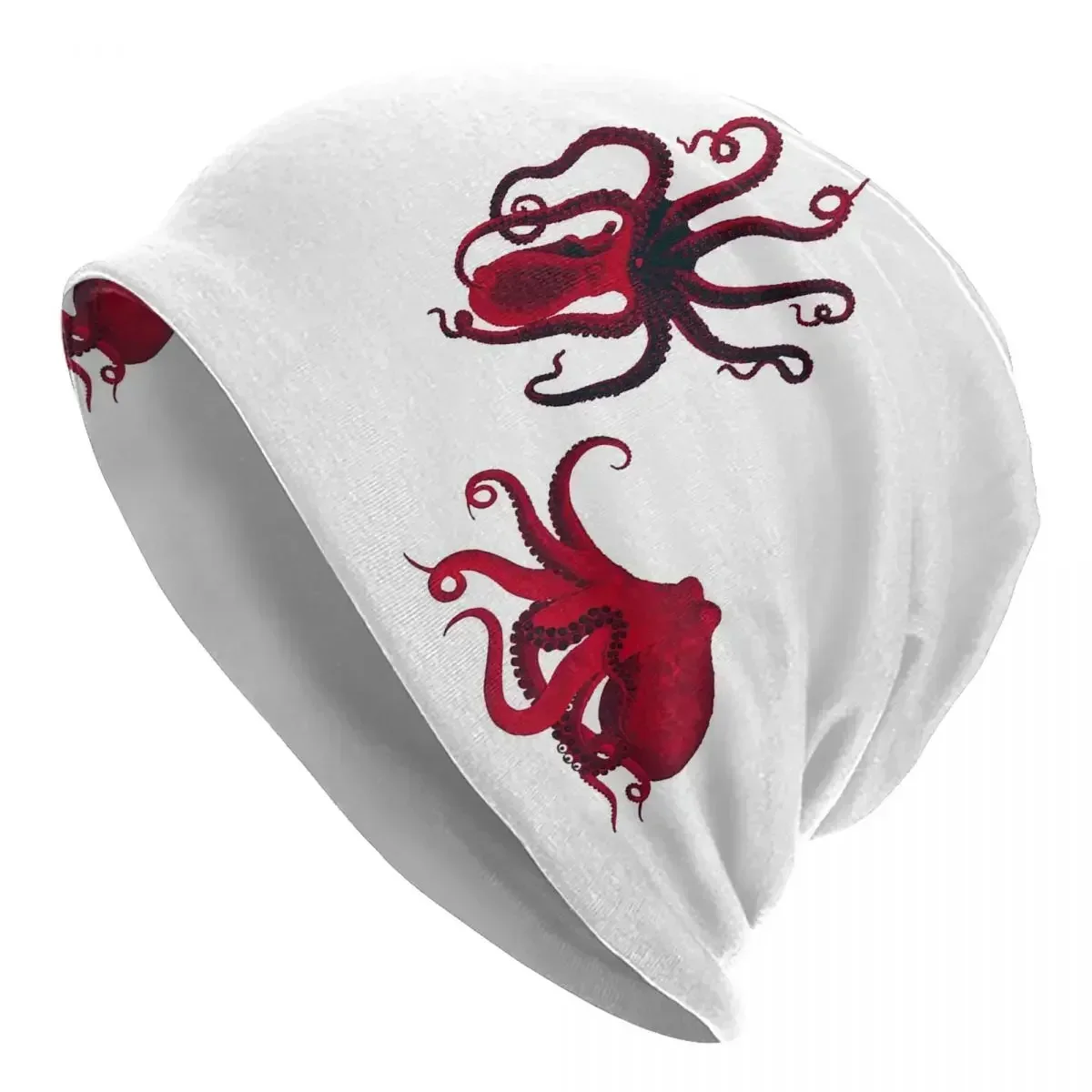 Red Octopus Vintage Stickers Men Women Adult Beanies Caps Knitted Bonnet Hat Warm Hip Hop Autumn Winter Outdoor Skullies Hats