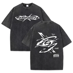 Washed T Shirts Ateez Album The World Ep Fin Will Tour Hip Hop Vintage T-Shirts Harajuku Cotton Streetwear Men Women Tops Tees