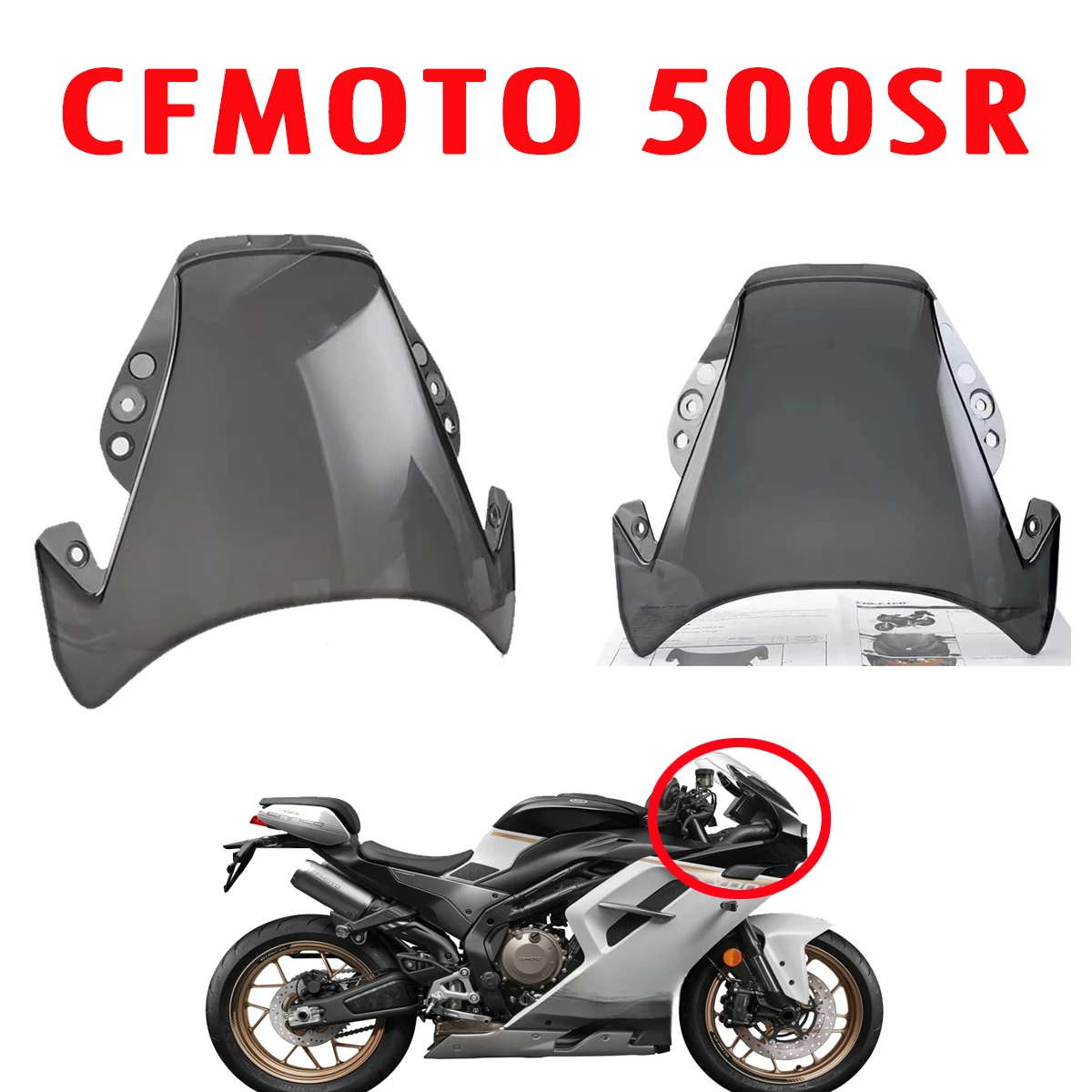 For CFMOTO Motorcycle Part 500SR CF 500 SR CF500-9 Racing Front Windshield Front Windshield Wind Shield Modification