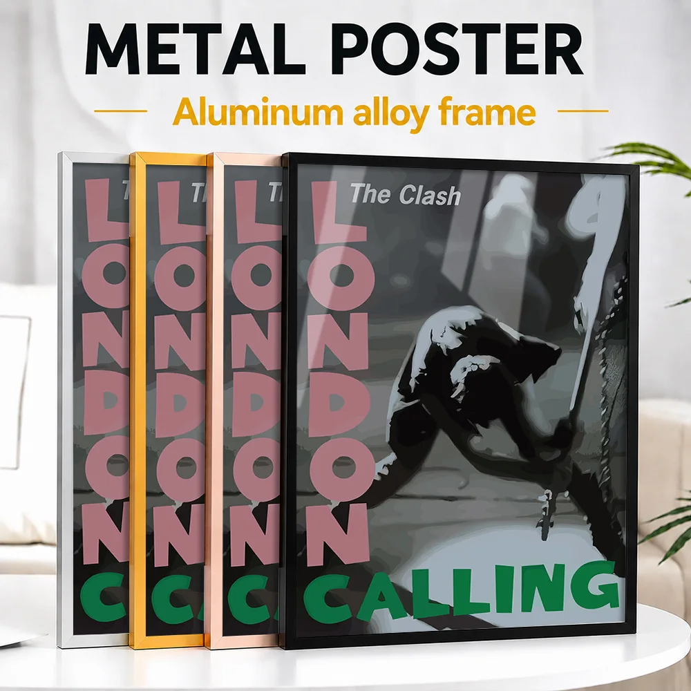 The Clash - London Calling Album Framed Aluminum Metal Poster Customized Photo Bold Music Style Wall Art For Recording Studio