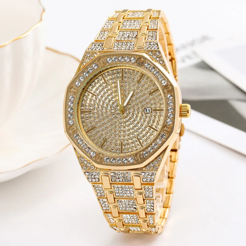 Men Watch Golden Rose Gold Silver Dail Hip Hop Mens Watch Fashion Cool Bling Diamond Luxury Mens Watches Clock Relogio for Man