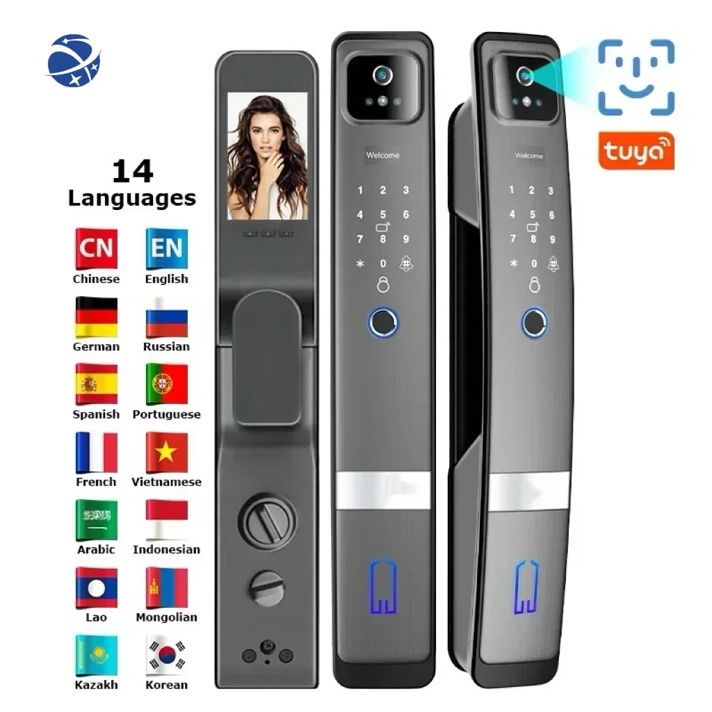 

Electronic Tuya APP Camera 3D Face Recognition Screen Fingerprint Smart Door Camera Lock