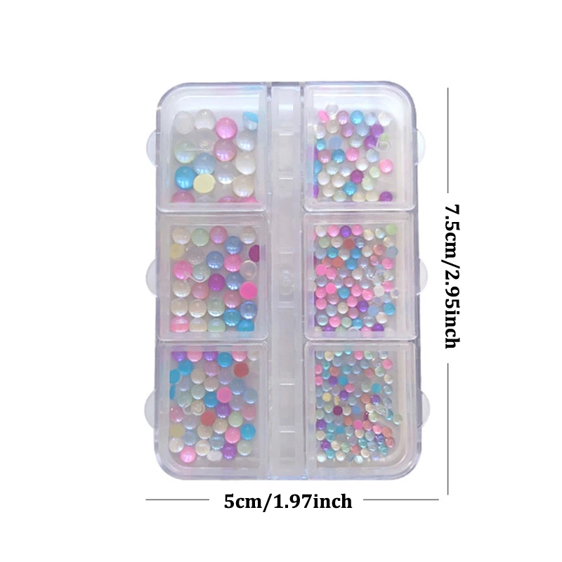 Colorful Mermaid Bubble Bead Half Round Flat Bottom Shiny Aurora Size Mixed Candy Color Nail Art Accessories Decoration Manicur