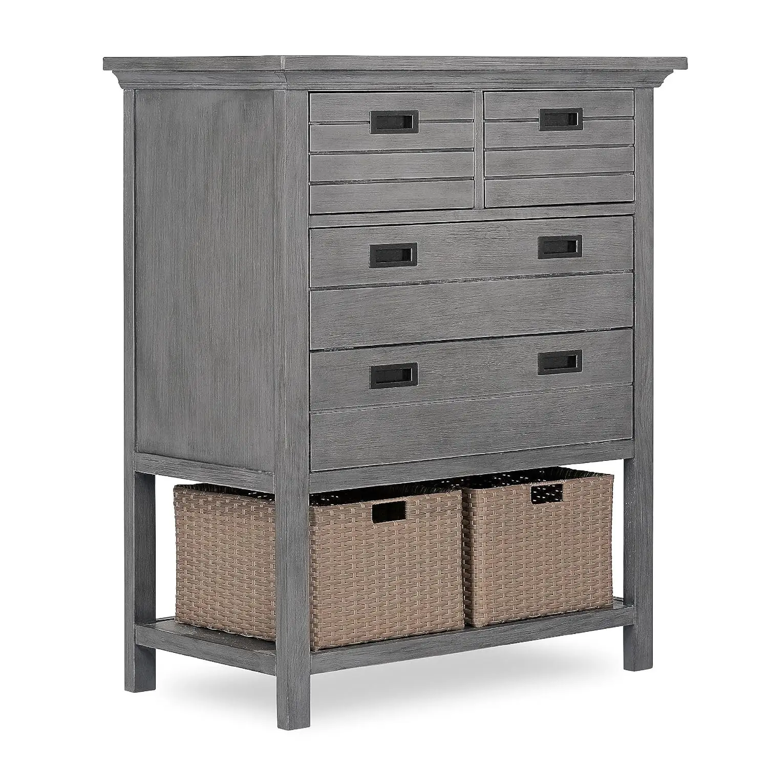 Waverly Tall Chest with Baskets, Rustic Grey