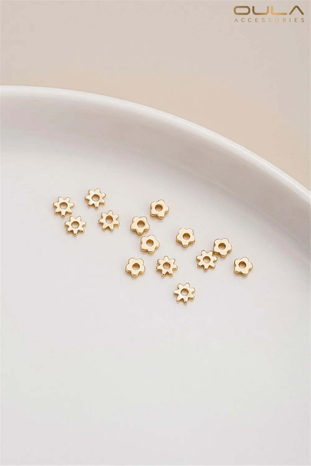 50pcs 14K Gold-plated Sunflower Small Flower Spacer, Handcrafted Beaded Spacer Gasket, Diy Bracelet, Necklace Accessory