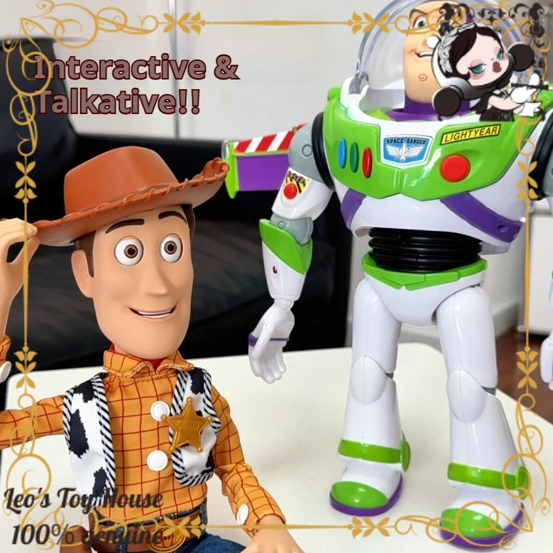 

Disney Mattel Toy Story Iconic Character English Voice Enabled Expression Modifiable Buzz Lightyear Woody Collectible Model