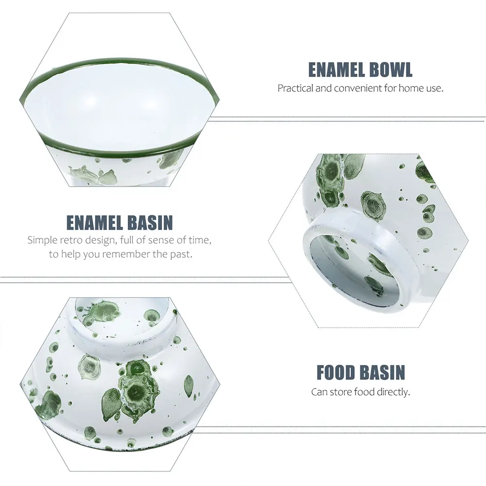 

6 Pcs Bowl Vintage Chilled 10cm Decorative Soup Retro Enamel Decorative Soup Bowls Rice Bowls Kitchen Holder Mixing