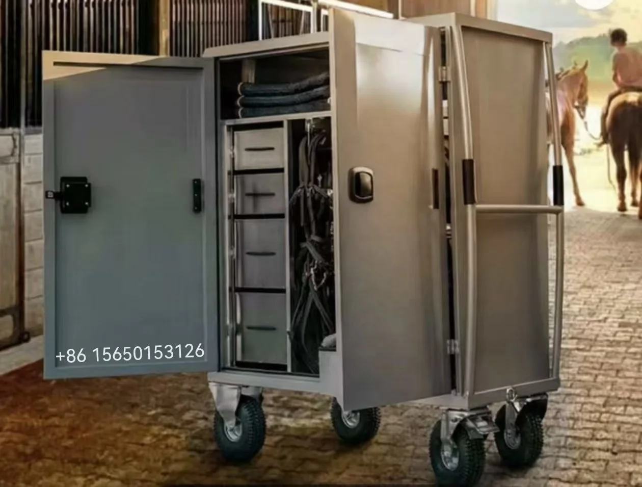 Customized Horse Tack Box Portable Tack Trunk Locker Stable Cabinet