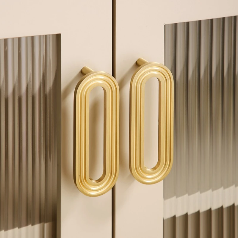 Furniture Handles Solid Brushed Brass Handle Runway Design Kitchen Cabinet Pull Wardrobe Drawer Knob Door Handle
