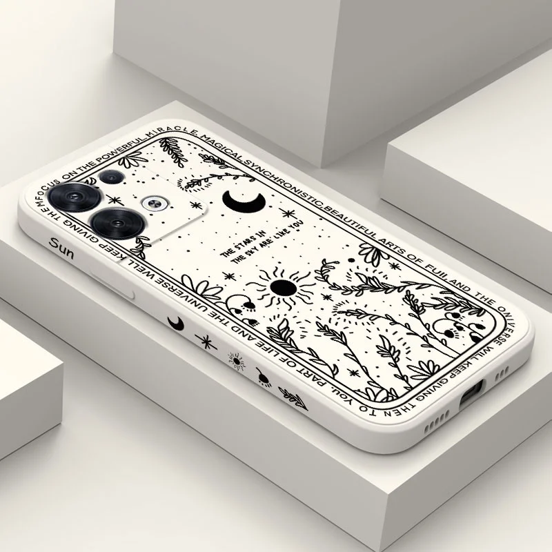 

Moon Snowflake Phone Case For OPPO Reno 10 8 8T 8Z 7 7Z 6 5 Pro 4G 5G F19 F9 Pro Plus Liquid Silicone Cover